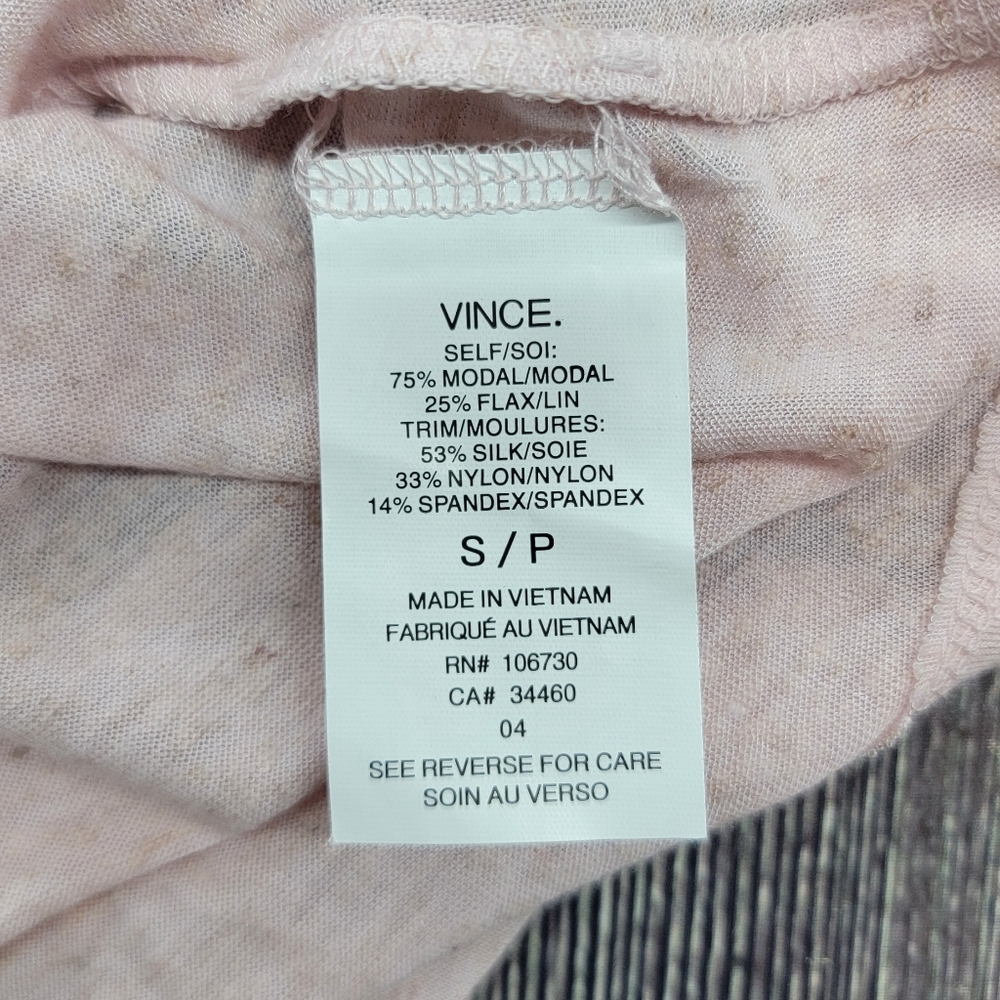 Vince Elbow Sleeve Flax Silk Blend Short Sleeve Tee Lilac - Picture 6 of 11